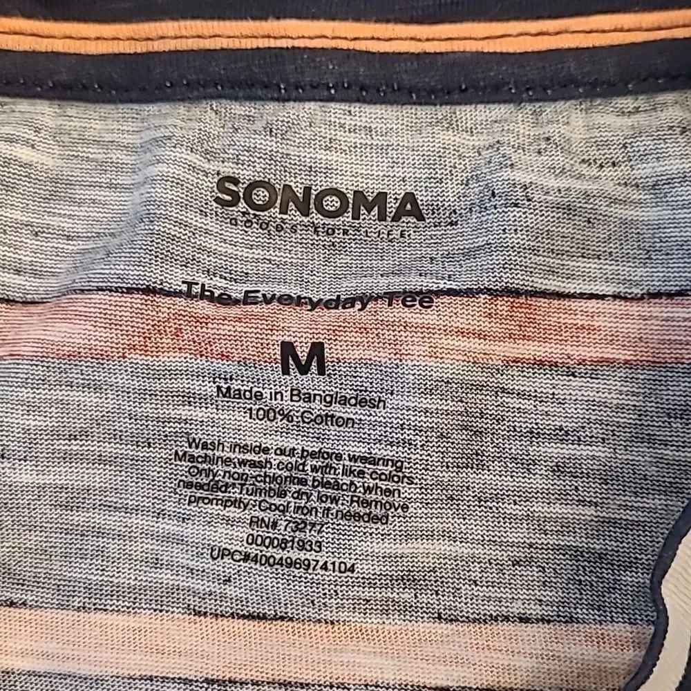 Sonoma sz M navy stripped crew neck tunic long sleeved t-shirt top